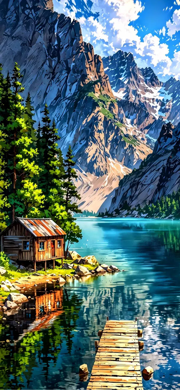 Mountain Lake Cabin Retreat - Related Dope Wallpapers wallpaper