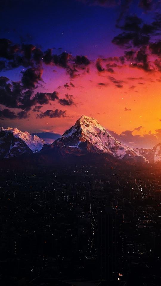 Mountain Peak Sunset City