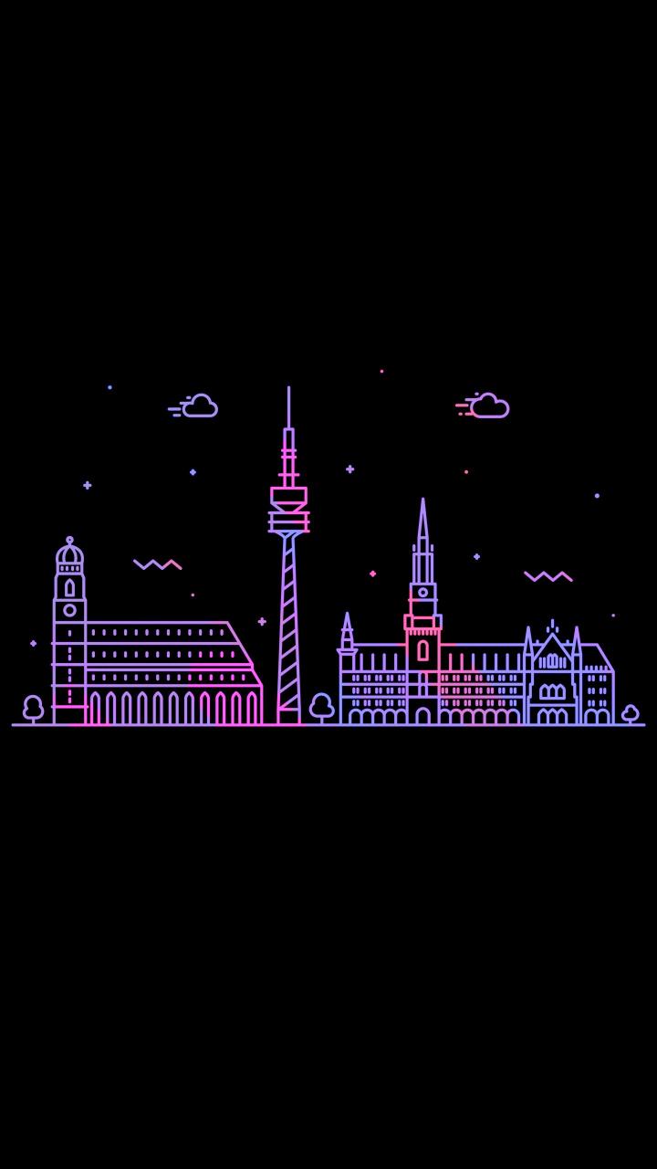 Munich Skyline Neon Glow