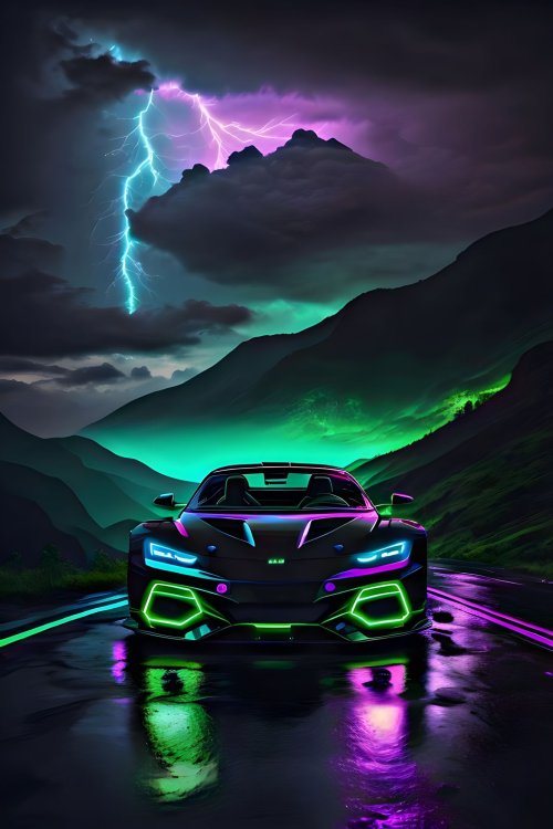 Neon Car Lightning Storm - cars Wallpaper