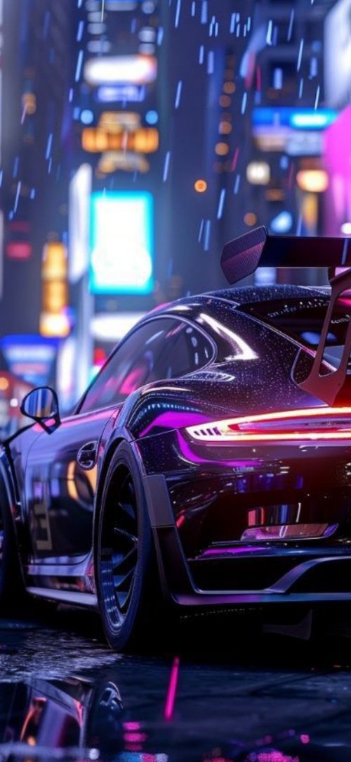 Neon City Sports Car - cars Wallpaper