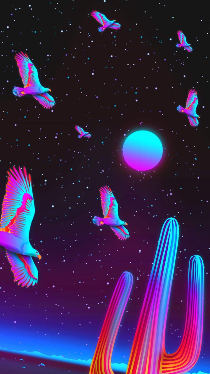 Neon Eagles Desert Night