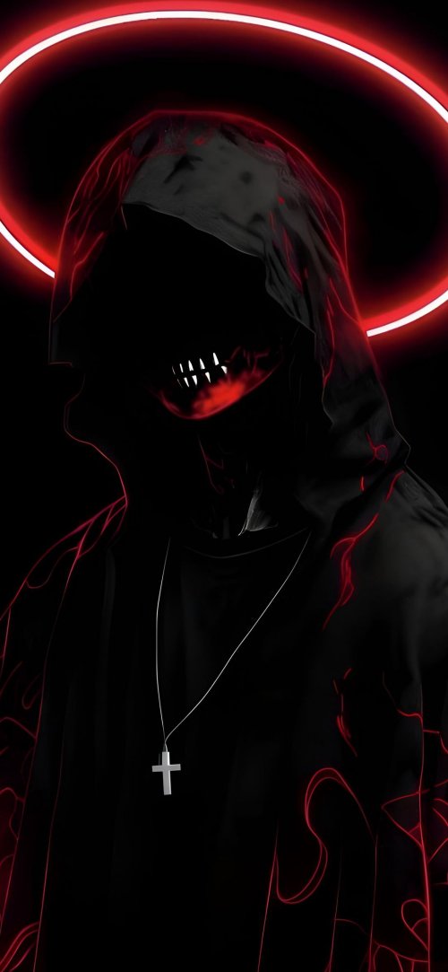 Neon Grim Reaper Halo - cyberpunk Wallpaper