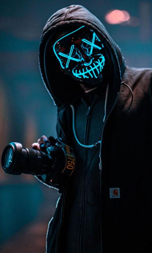 Neon Mask Photographer - Related 4K Wallpapers wallpaper
