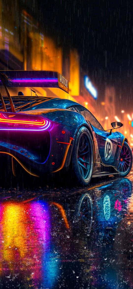 Neon Racer in Rain - Related Dope Wallpapers wallpaper