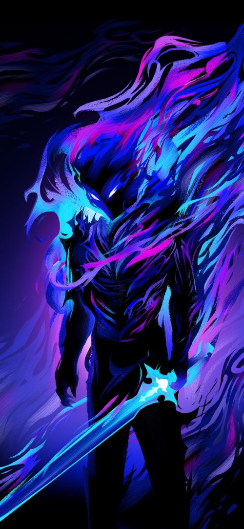Neon Warrior Silhouette - Related Anime Wallpapers wallpaper
