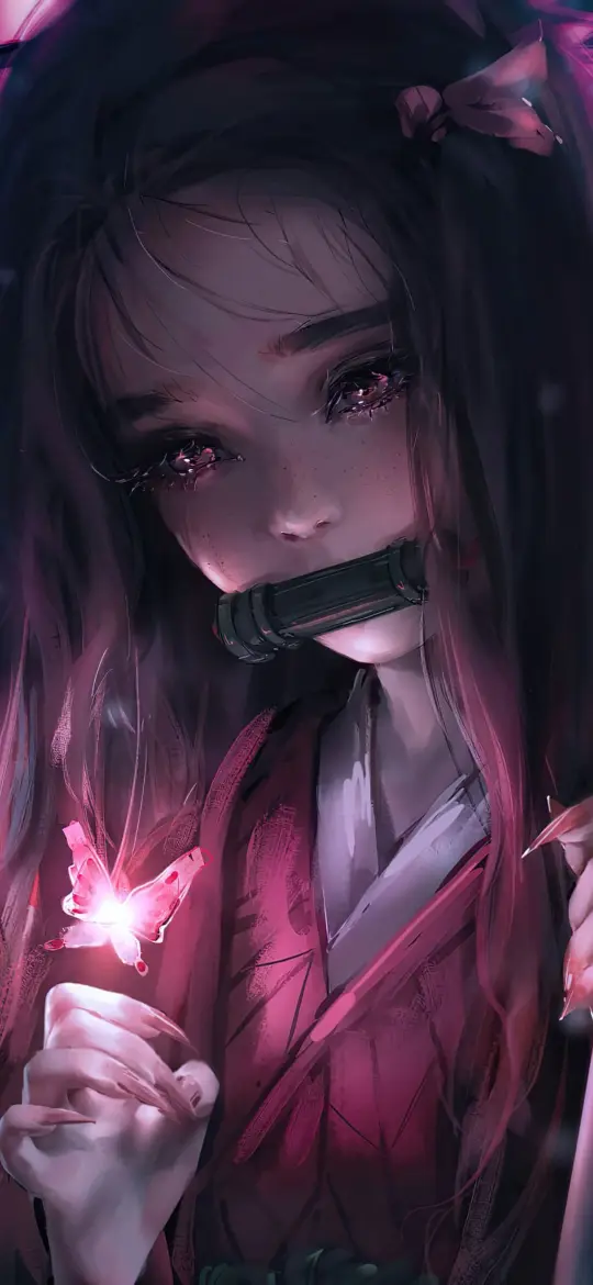 Nezuko's Glowing Butterfly - Related Anime Wallpapers wallpaper