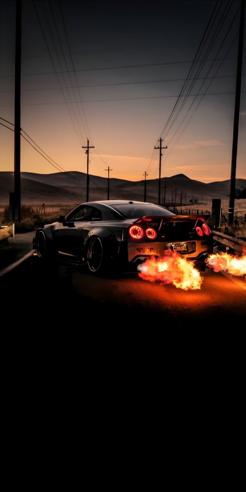 Nissan GT-R Flames - cars Wallpaper