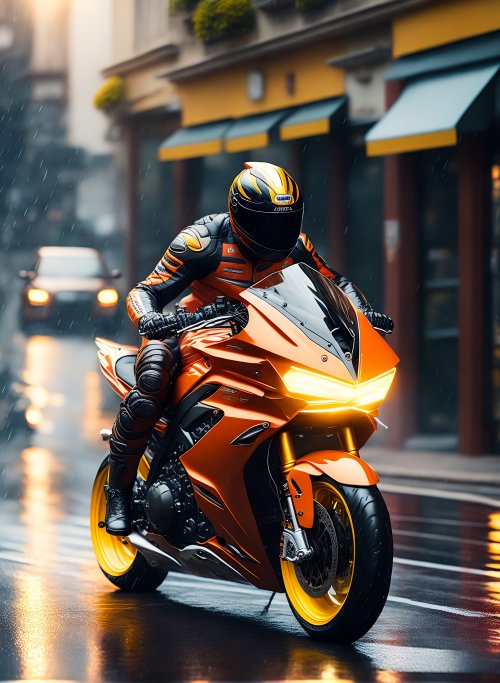 Orange Motorcycle Rainy Ride - Related Ghetto Wallpapers wallpaper