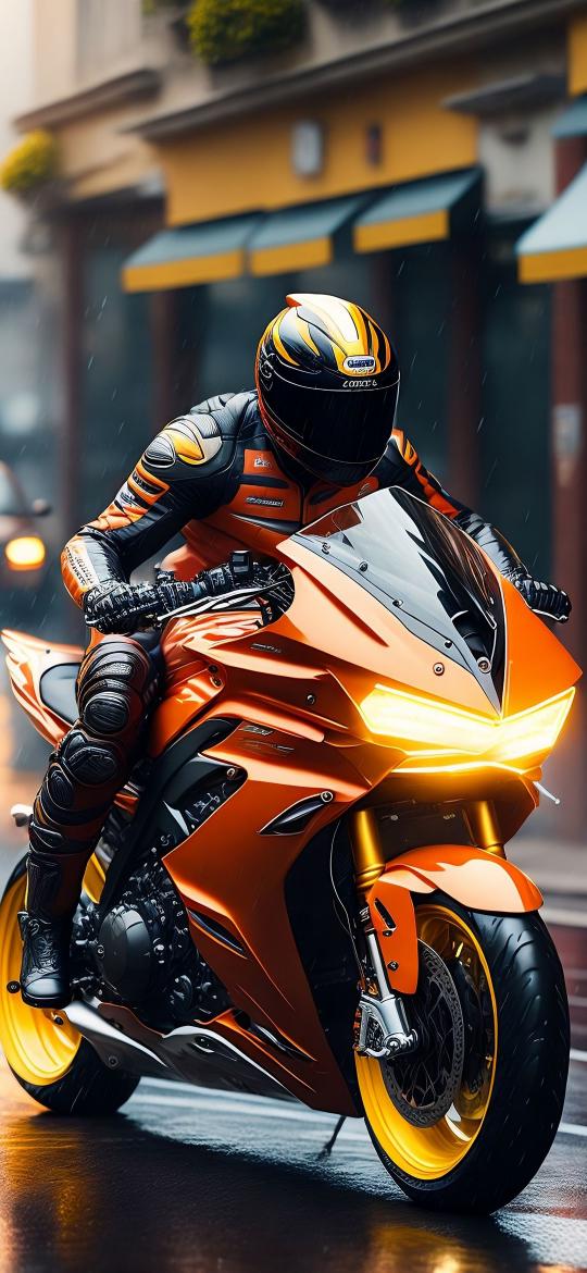 Orange Motorcycle Rider