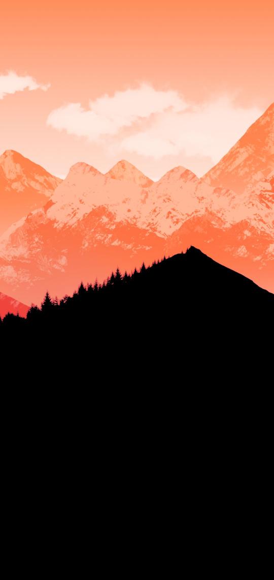 Orange Mountain Silhouette
