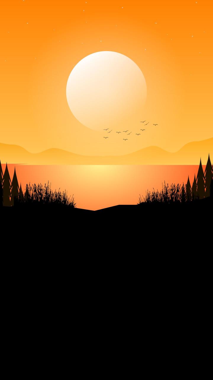 Orange Sunset Landscape