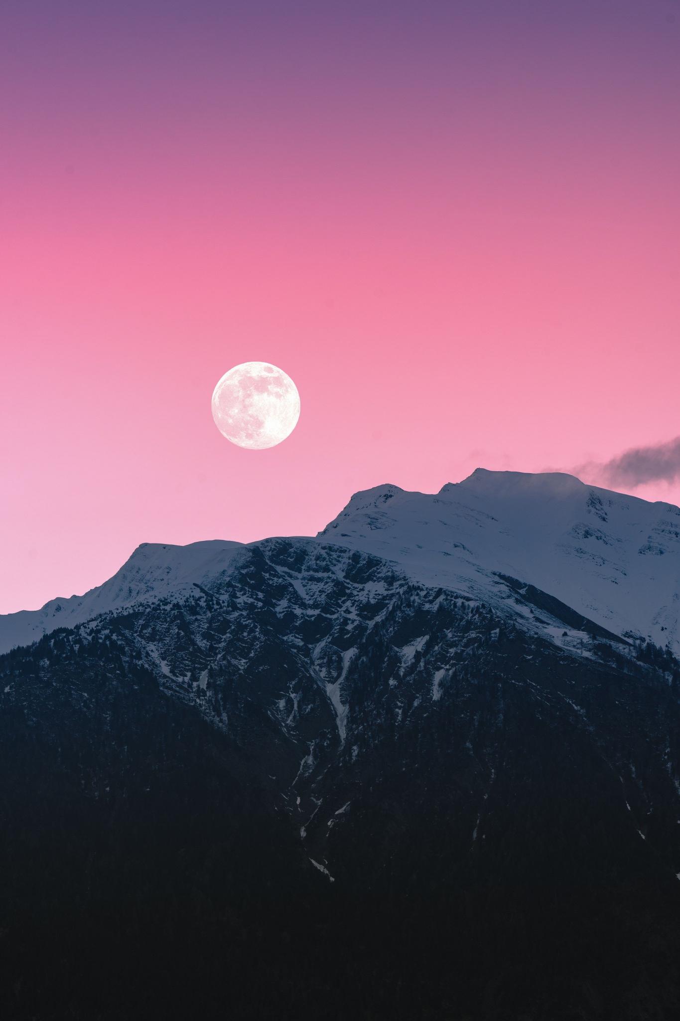 Pink Moon Over Mountains - Related Ghetto Wallpapers wallpaper