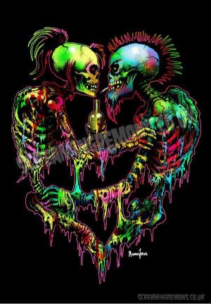 Punk Rock Skeleton Love - gothic Wallpaper