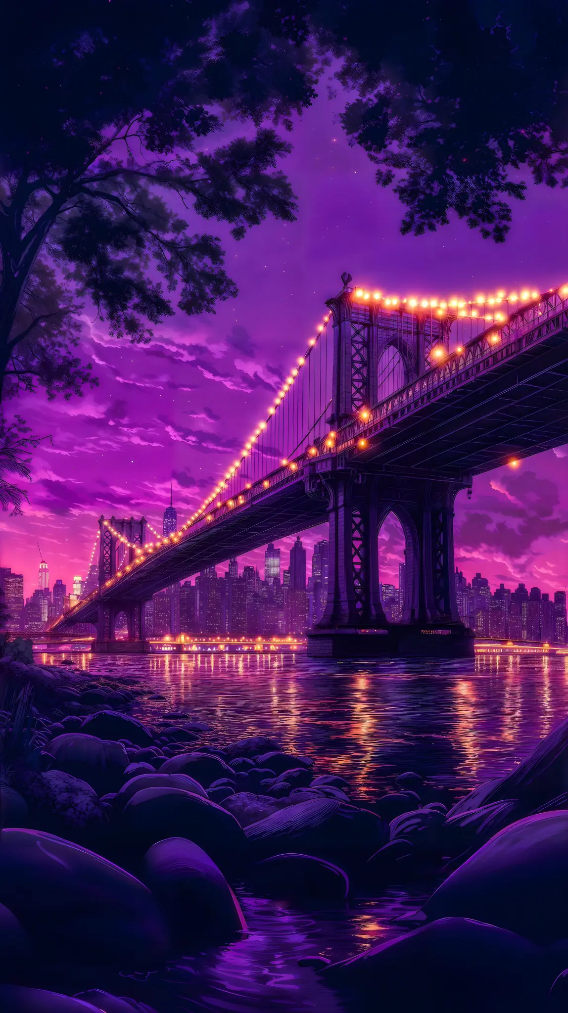 Purple Bridge Nightscape - Related Ghetto Wallpapers wallpaper