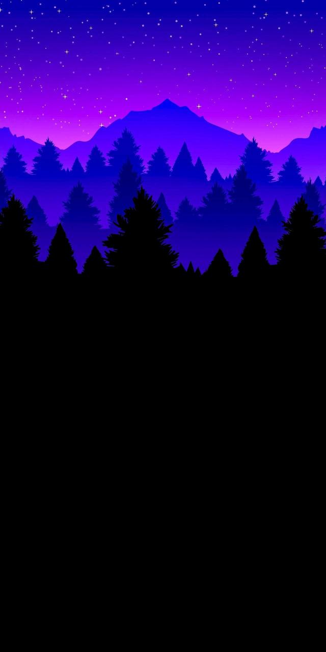Purple Mountain Forest Night