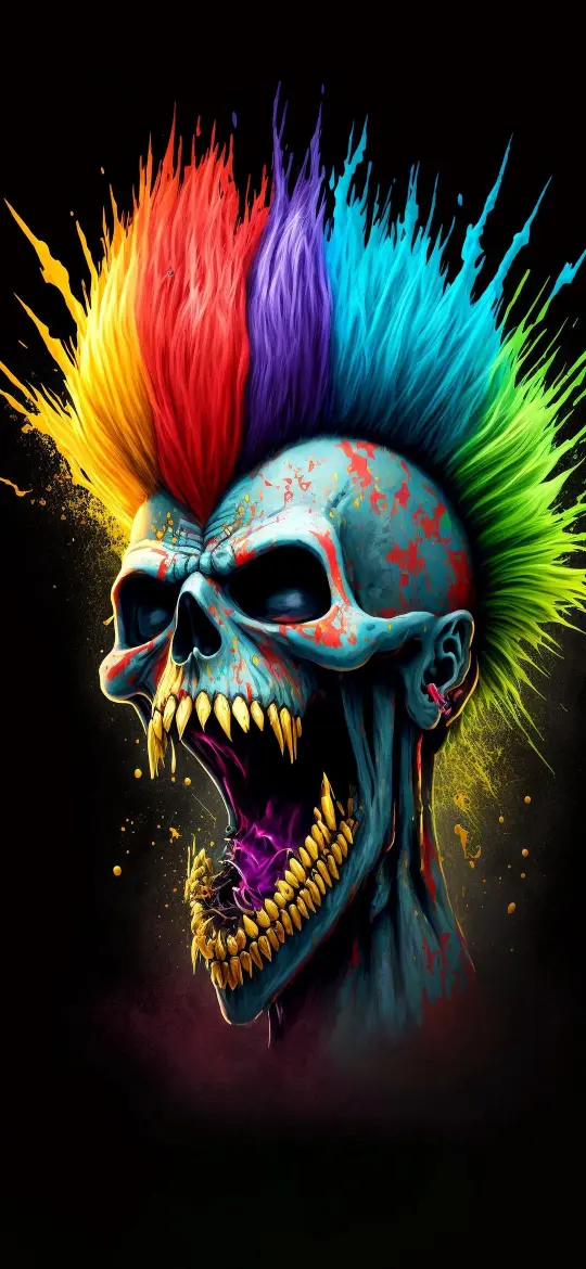 Rainbow Punk Skull - Skull Wallpaper