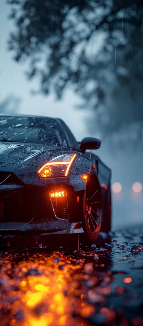 Rainy Night Sports Car - cars Wallpaper