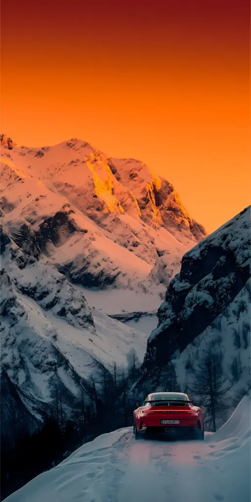 Red Car Snowy Mountain - Related Dope Wallpapers wallpaper