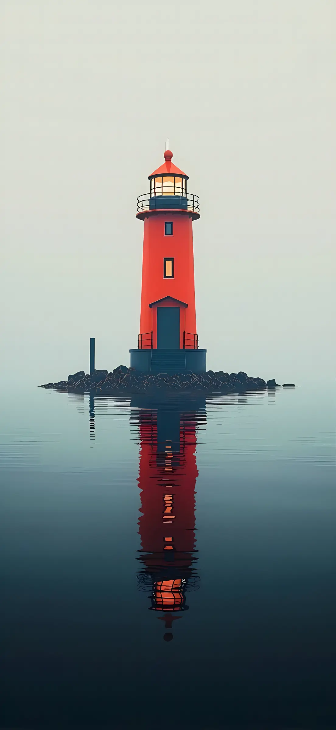 Red Lighthouse Reflection - Related 4K Wallpapers wallpaper