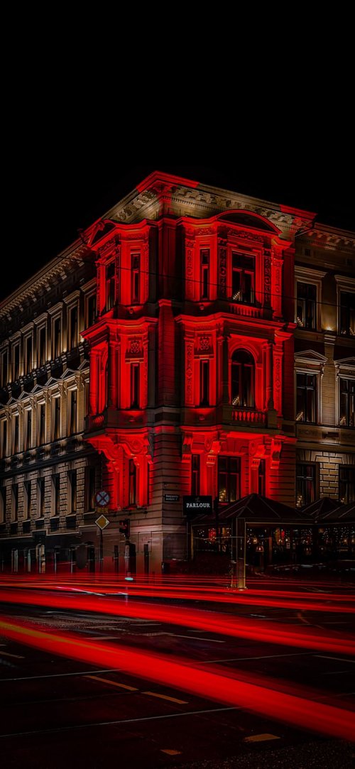 Red Lit Building Night - Related Dope Wallpapers wallpaper