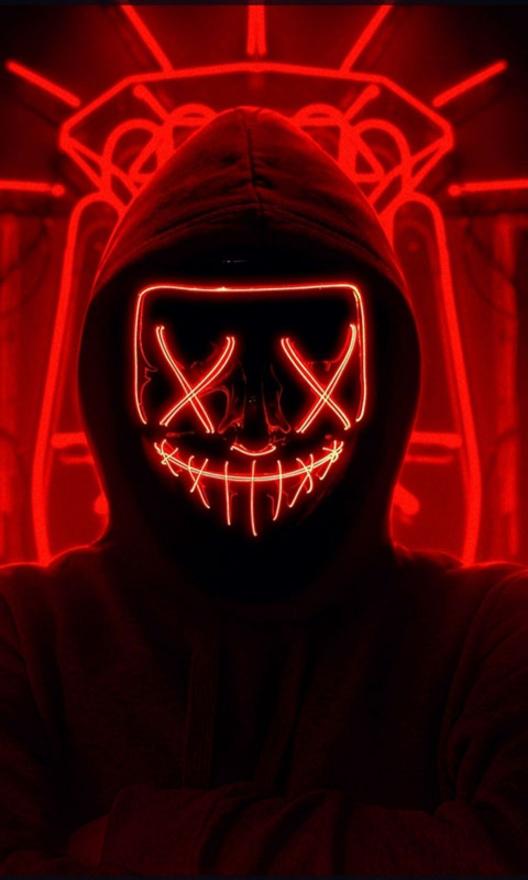 Red Neon Masked Figure - Related Dope Wallpapers wallpaper