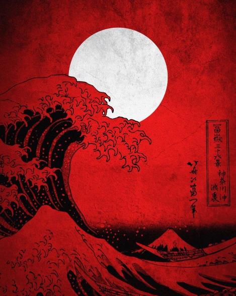 Red Wave and Moon