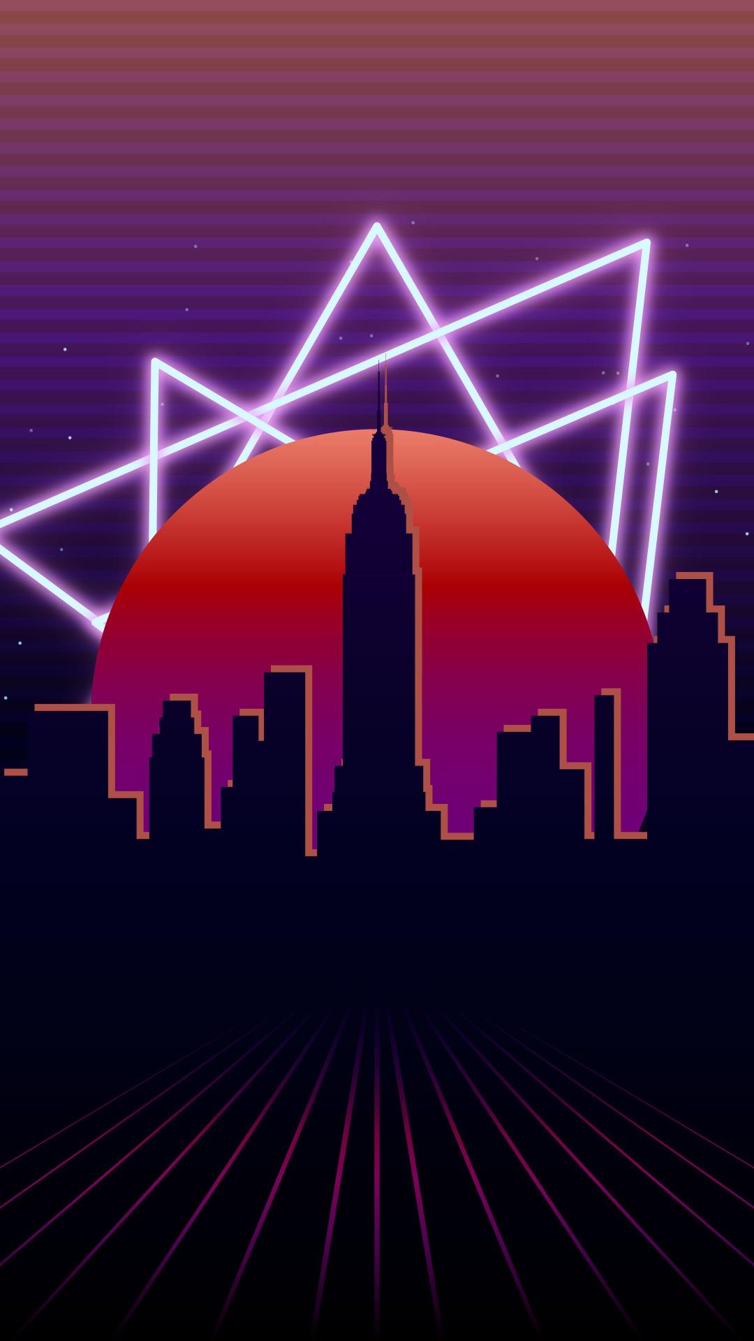 Retro Cityscape Sunset