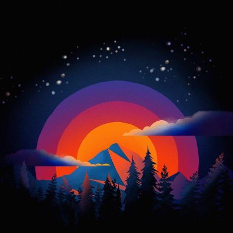 Retro Mountain Nightscape - Related Ghetto Wallpapers wallpaper