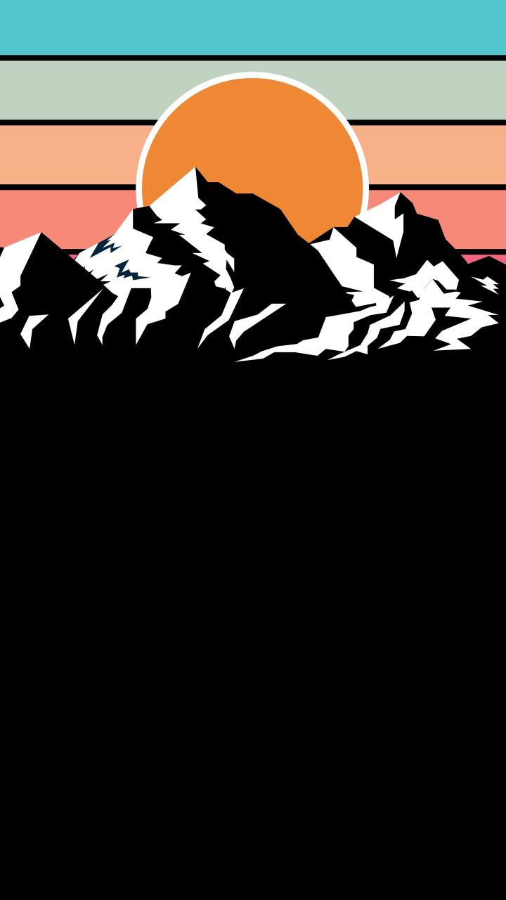 Retro Mountain Sunset