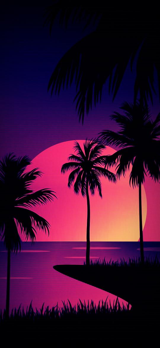 Retro Sunset Palms - Related 4K Wallpapers wallpaper