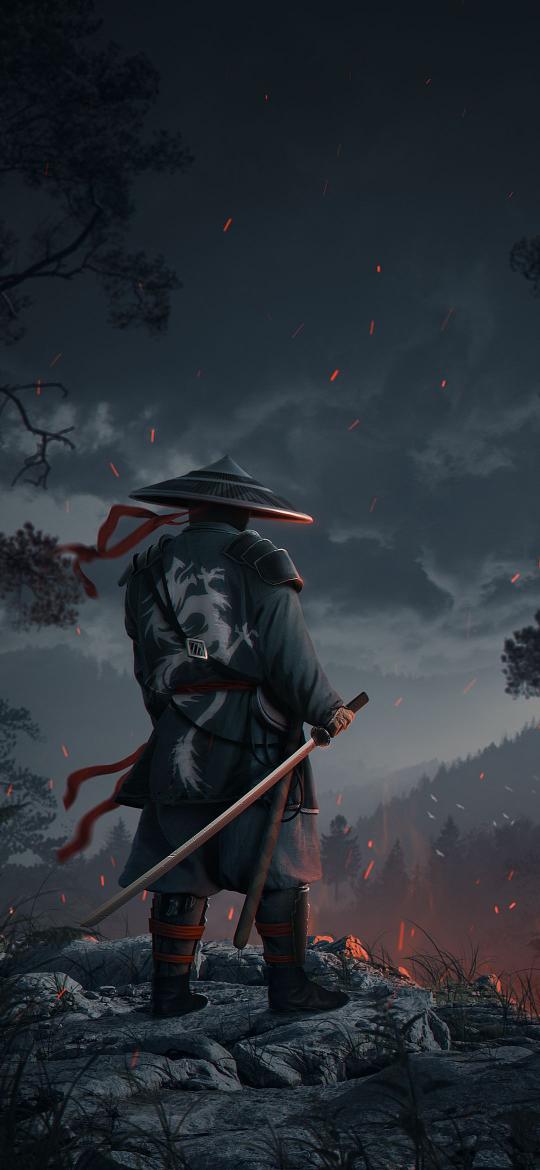 Ronin in the Mist - Samurai Wallpaper