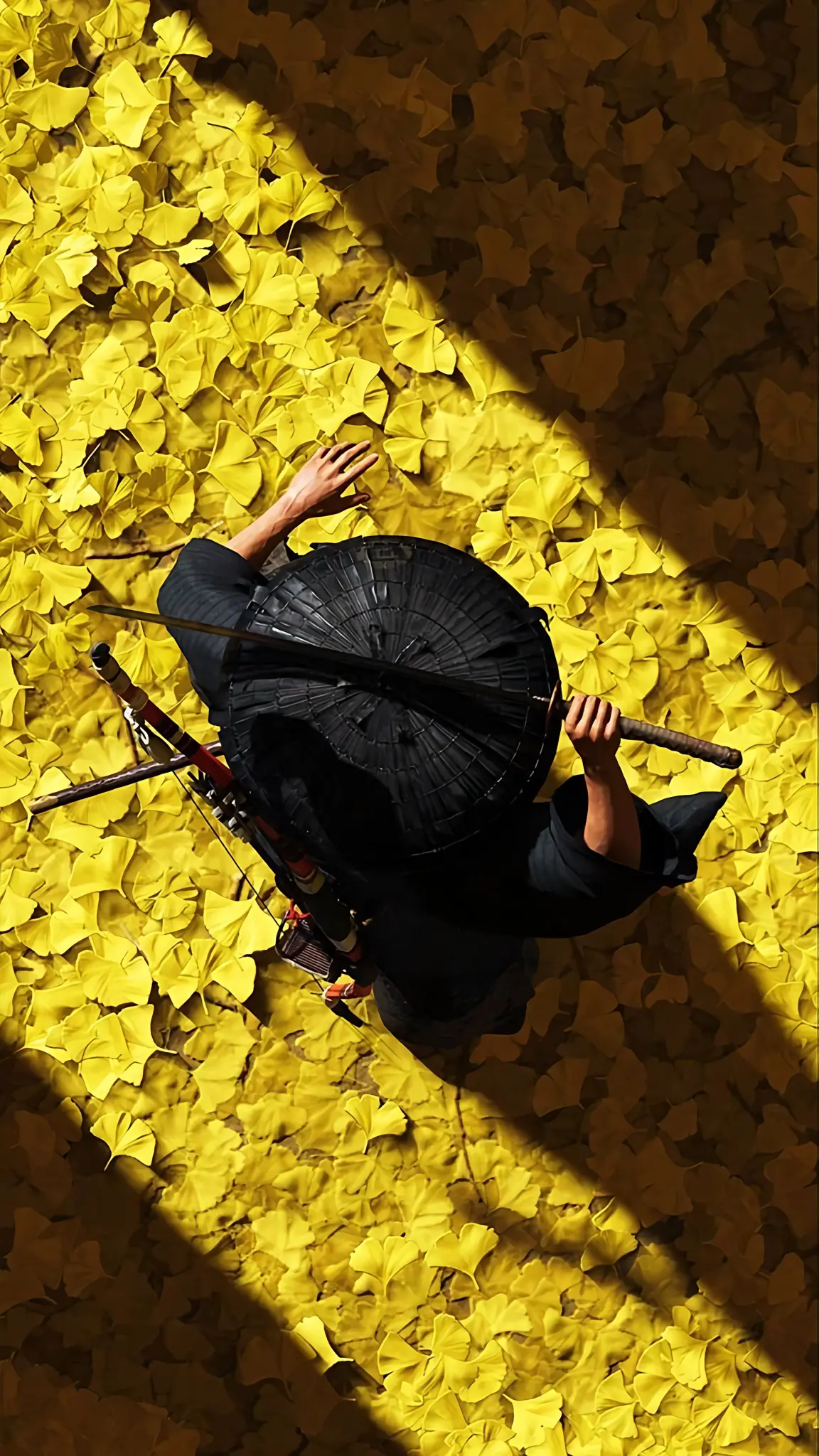Samurai in Golden Leaves - Related Dope Wallpapers wallpaper