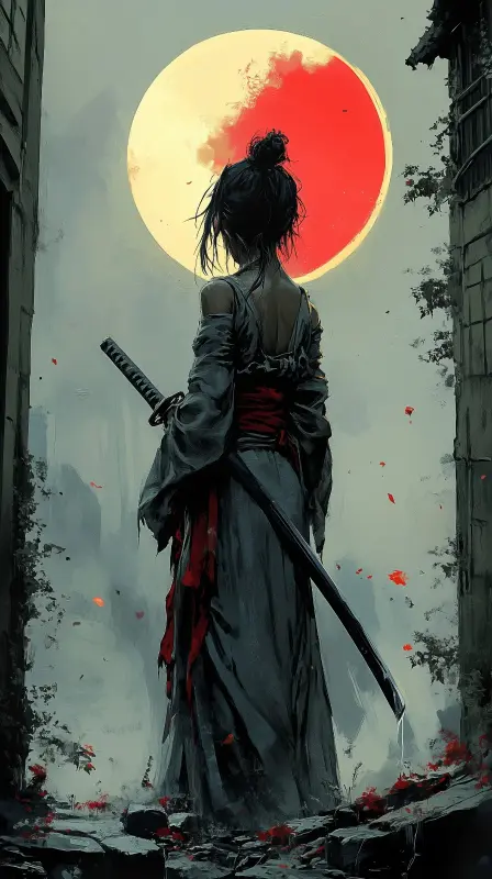 Samurai Red Moon - Related Dope Wallpapers wallpaper