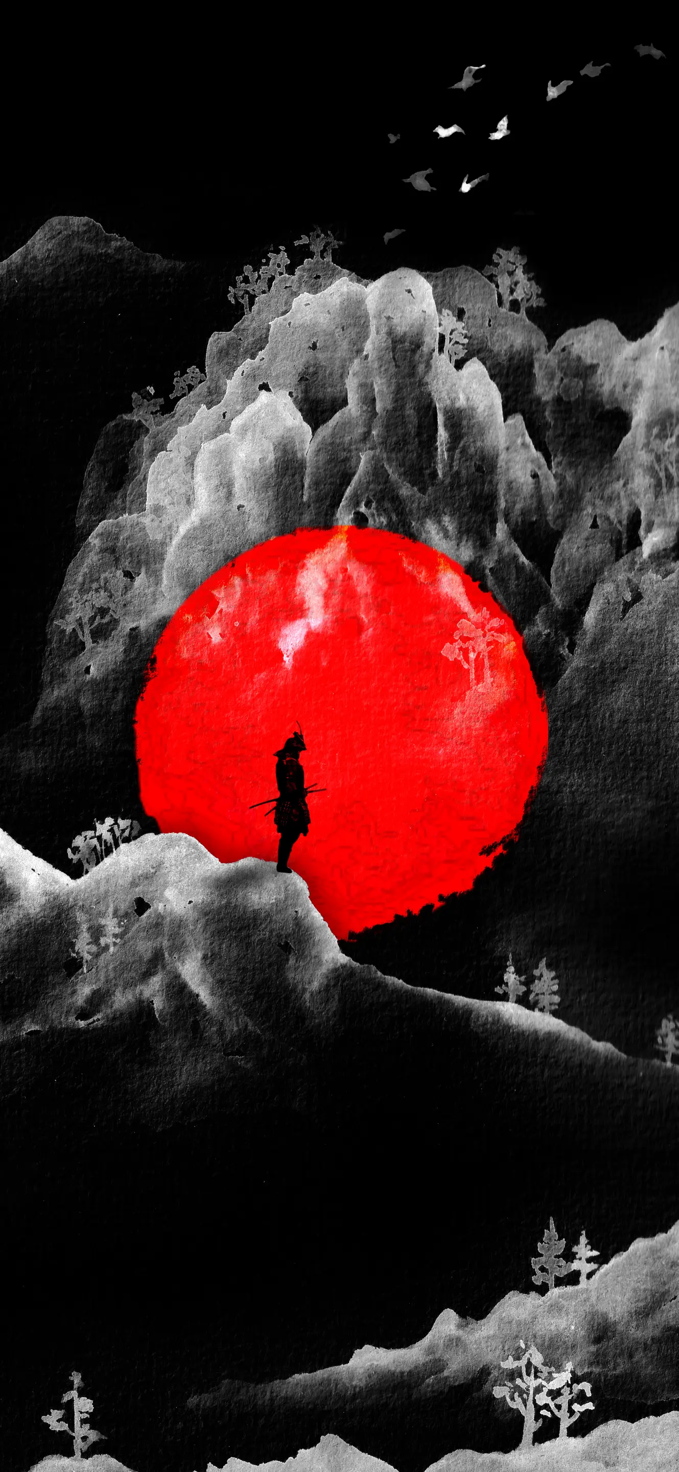 Samurai Red Sun Silhouette - Samurai Wallpaper
