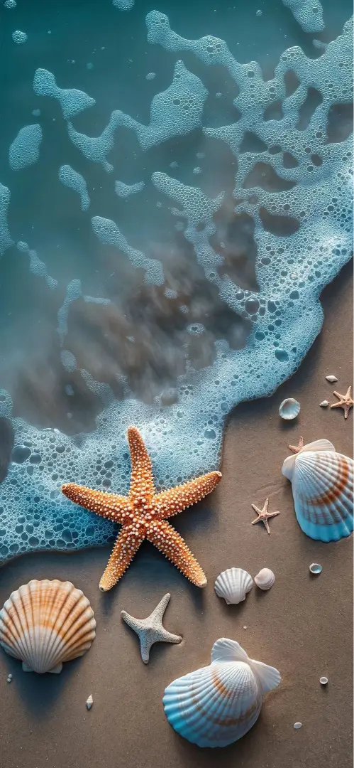 Seashells and Ocean Foam - beach Wallpaper