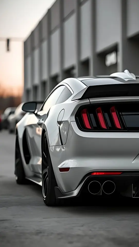 Silver Mustang Rear View