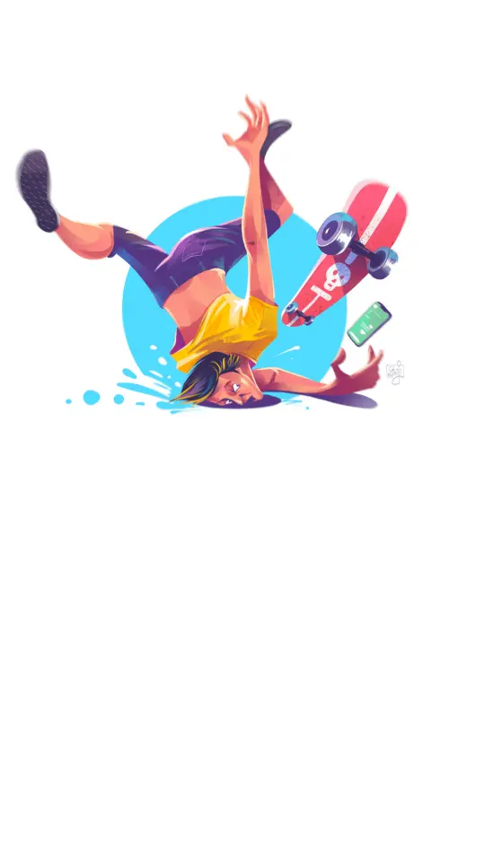 Skateboard Fail Illustration - illustration Wallpaper