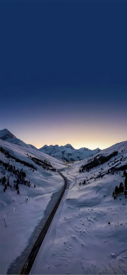 Snowy Mountain Road Dusk - Related Dope Wallpapers wallpaper