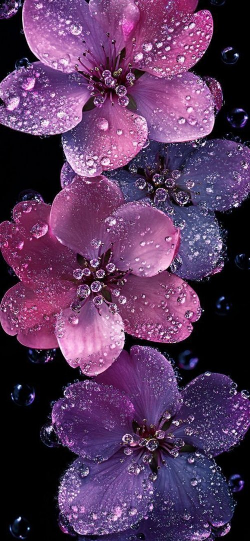 Sparkling Floral Dewdrops - flowers Wallpaper