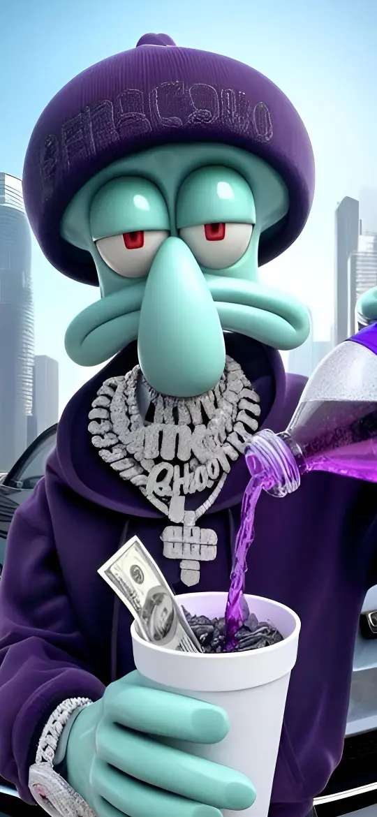 Squidward Sipping Purple Drank