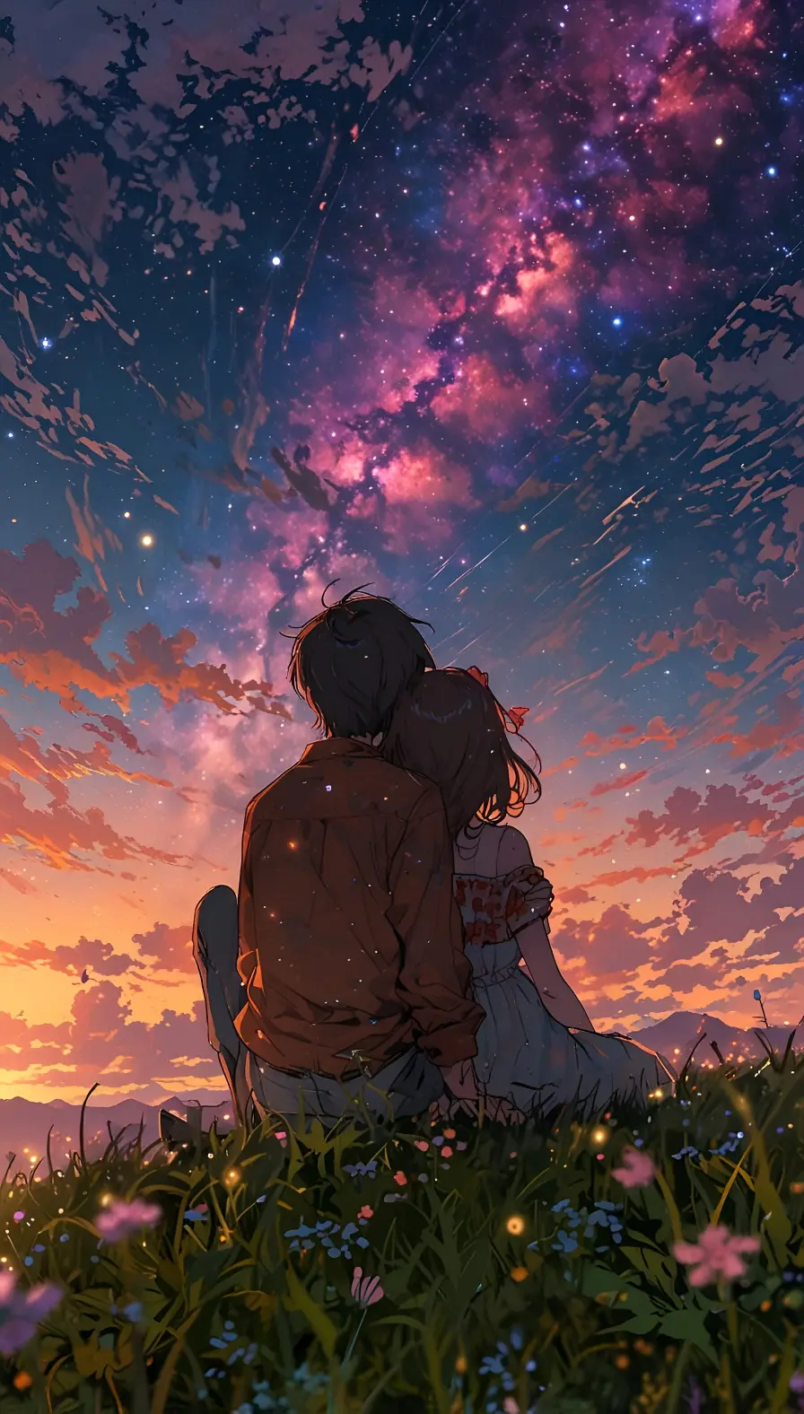 Stargazing Couple Anime - Related Anime Wallpapers wallpaper