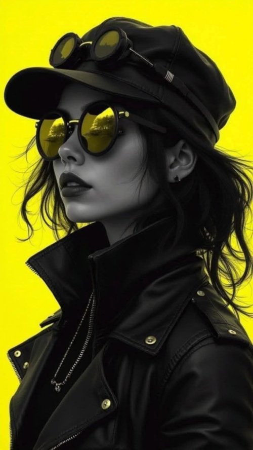 Steampunk Girl Yellow Backdrop