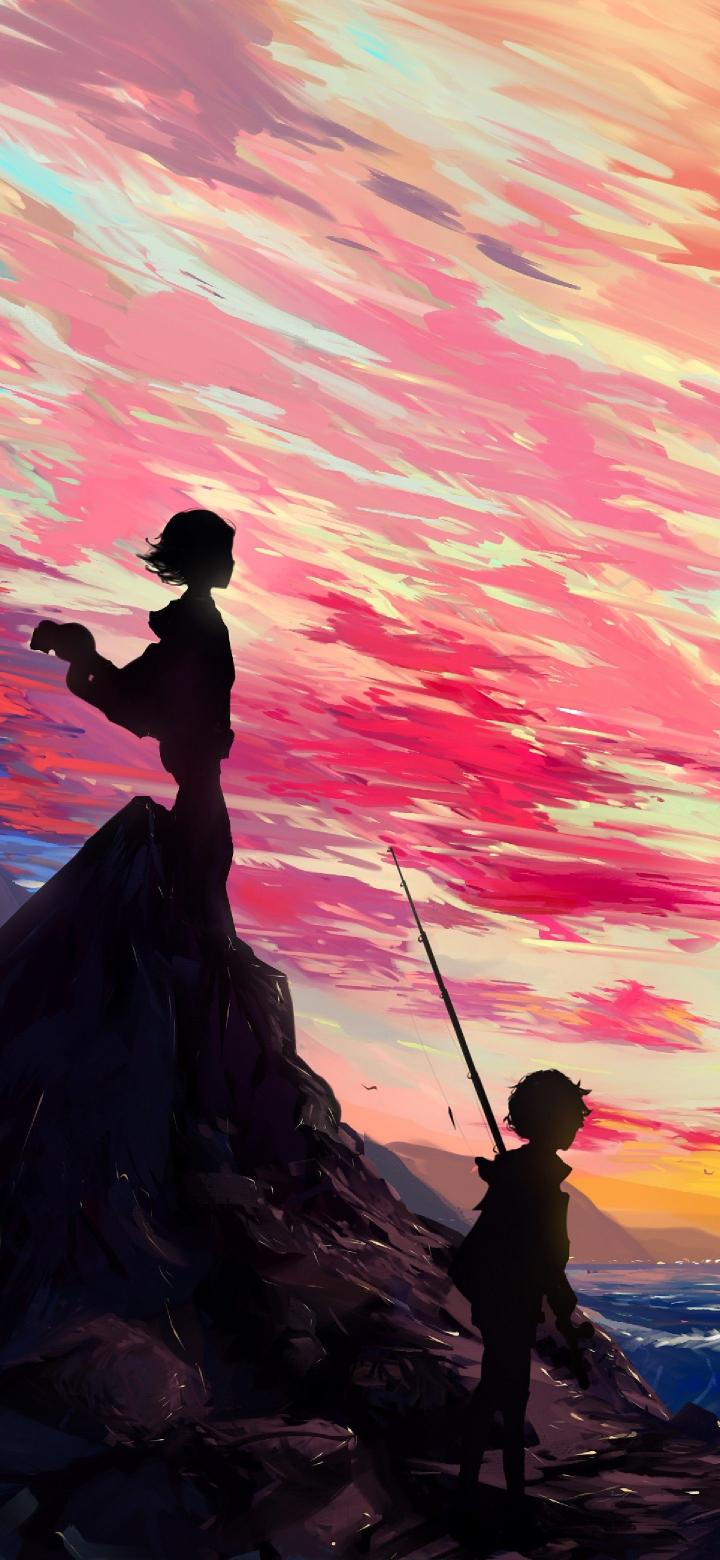 Sunset Fishing Silhouette - Related Ghetto Wallpapers wallpaper