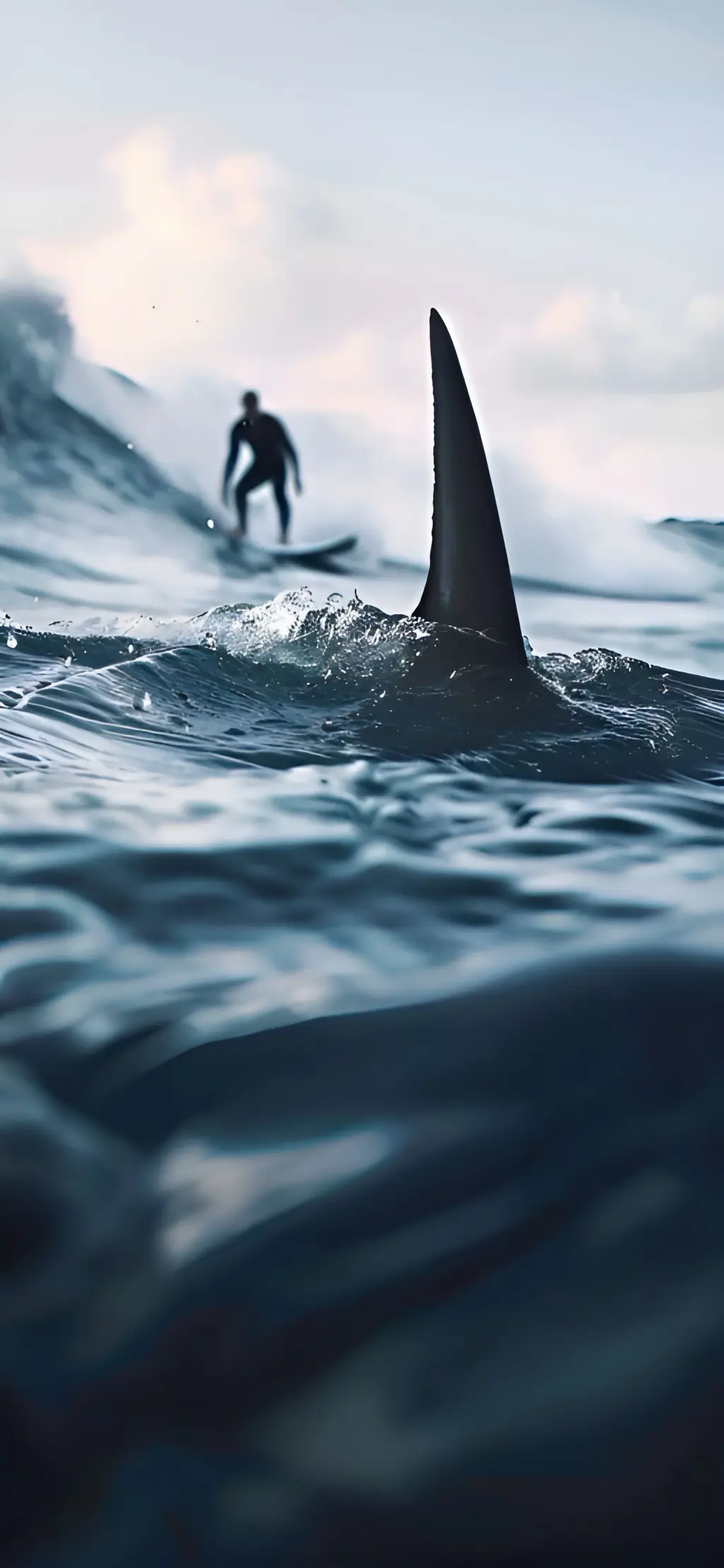 Surfer and Shark Fin