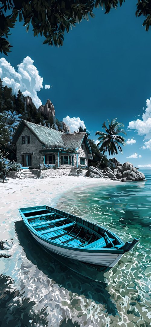 Tropical Beachfront Boat - dope Wallpaper