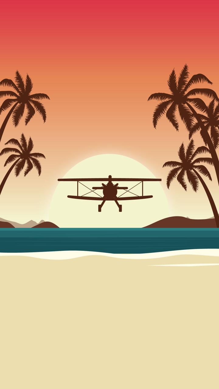 Tropical Biplane Sunset