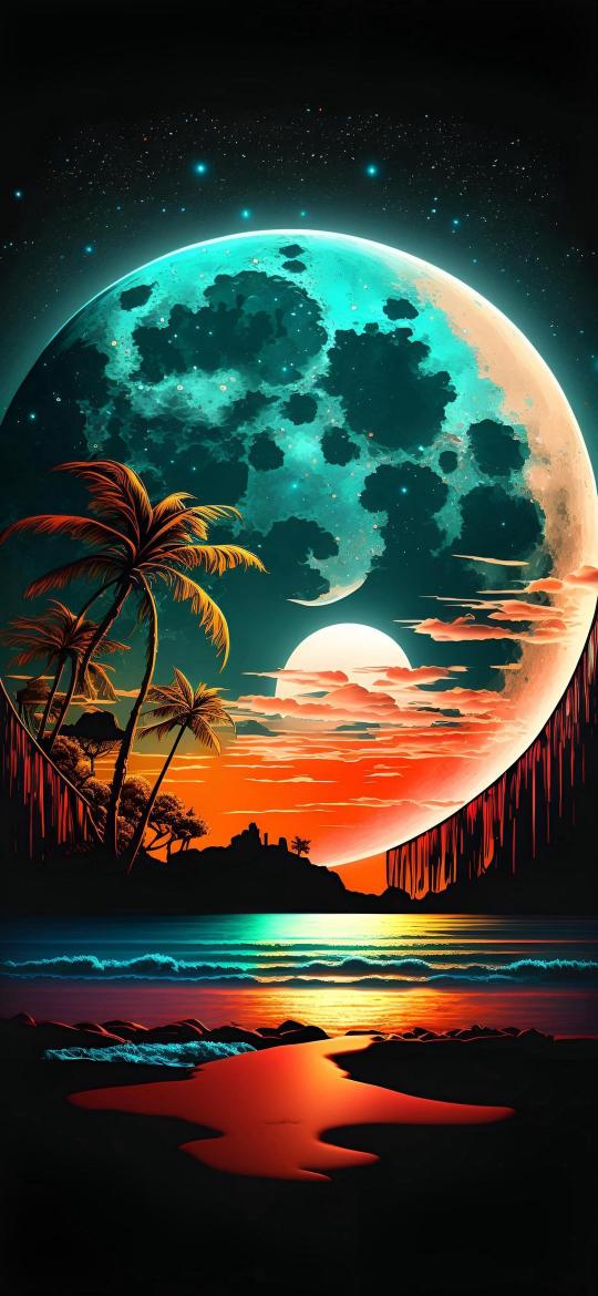 Tropical Moonlit Paradise - Related Dope Wallpapers wallpaper