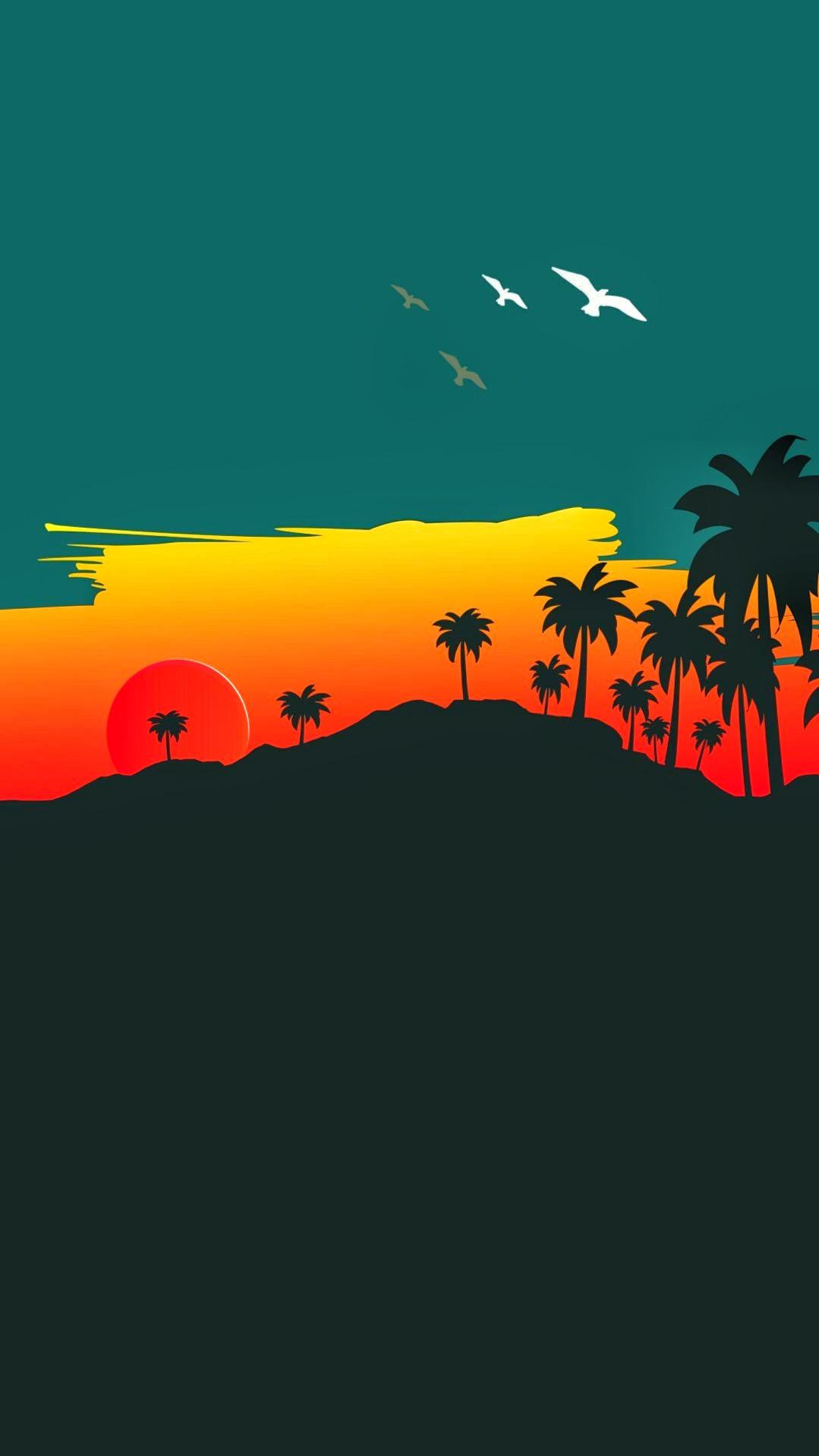 Tropical Sunset Silhouette - Related 4K Wallpapers wallpaper
