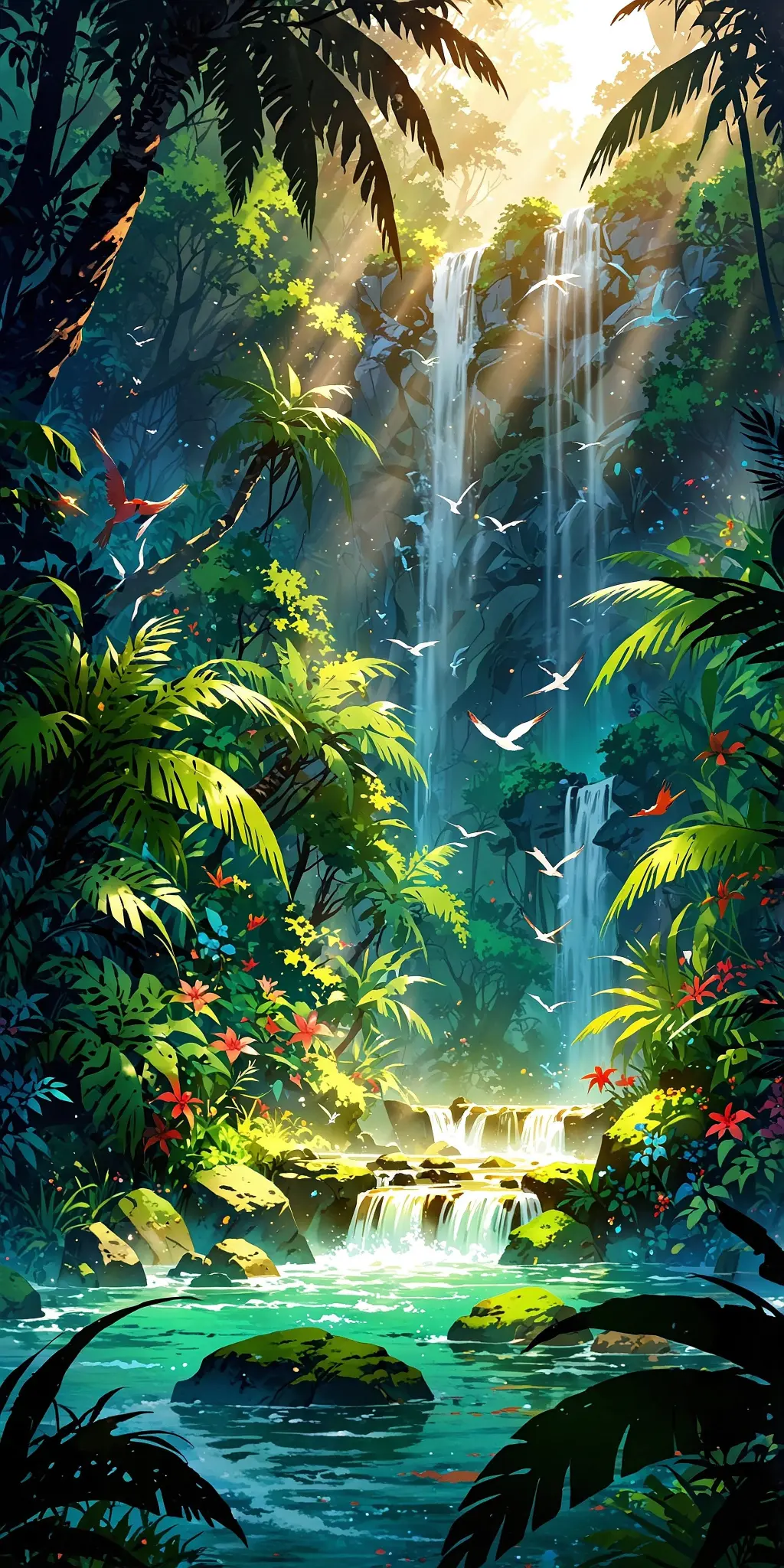 Tropical Waterfall Paradise - Related 4K Wallpapers wallpaper